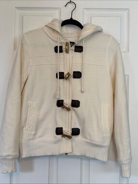 Old Navy Cream Hooded Toggle Zip  Jacket